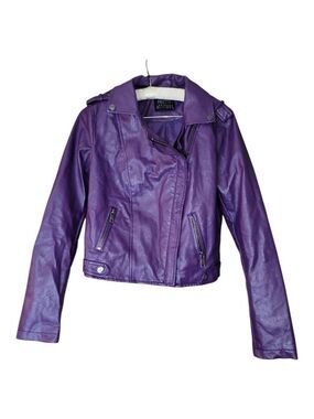 Pretty Attitude Purple Faux Leather Biker Jacket S